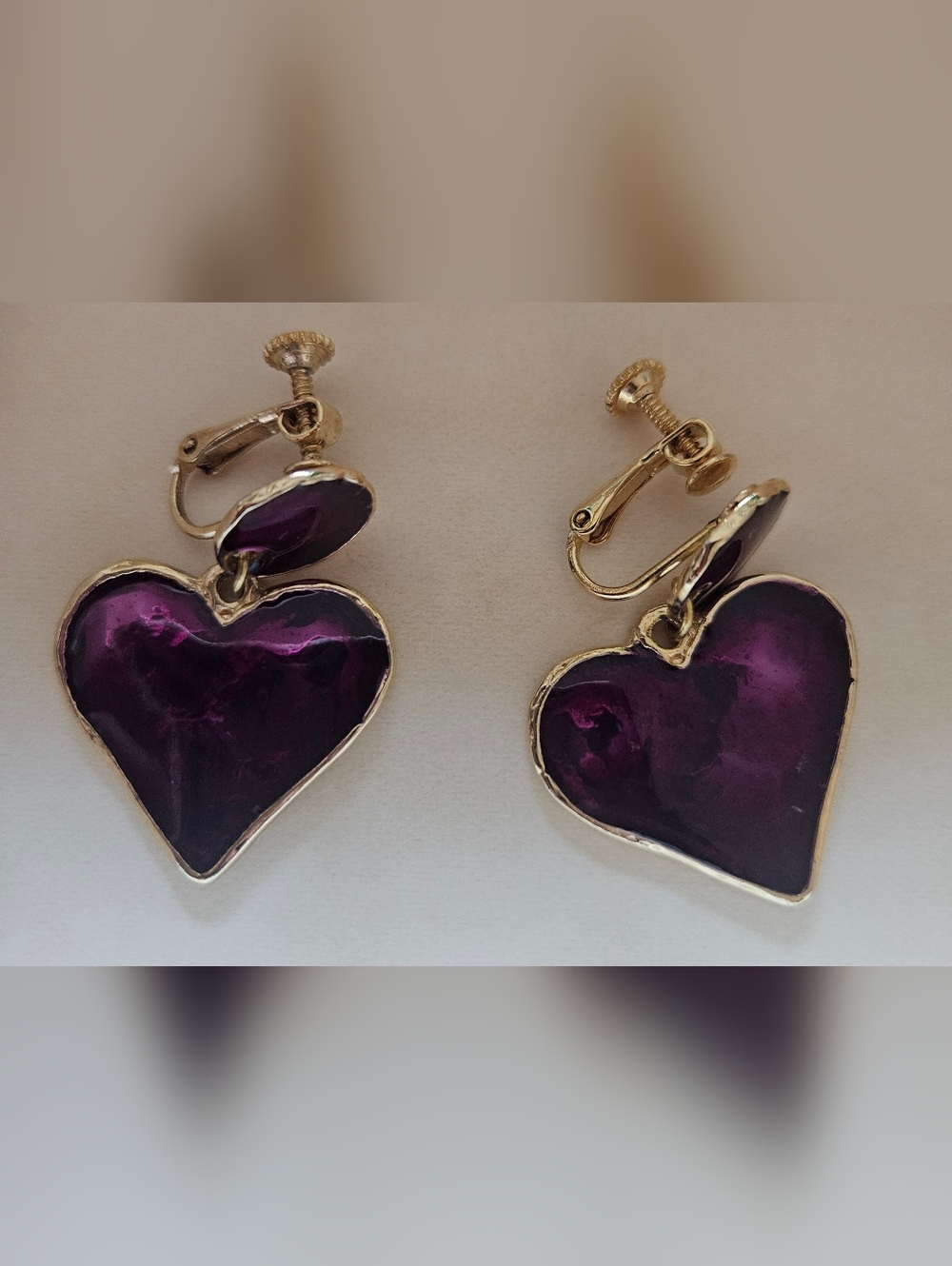 Amethyst Heart Clip-On Earrings - Women Jewelry